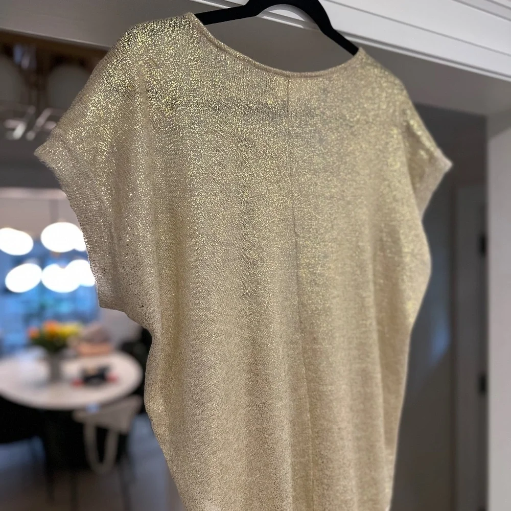 Vanessa Bruno Gold Short-Sleeve Mohair-Blend Sweater, US M/L (VB Sz 2/IT 42) - Picture 11 of 13